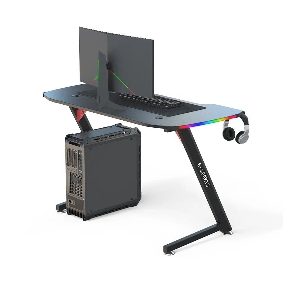 140cm Computer Table Z Shaped Gaming Desk With RGB Led Lights Gaming Tables