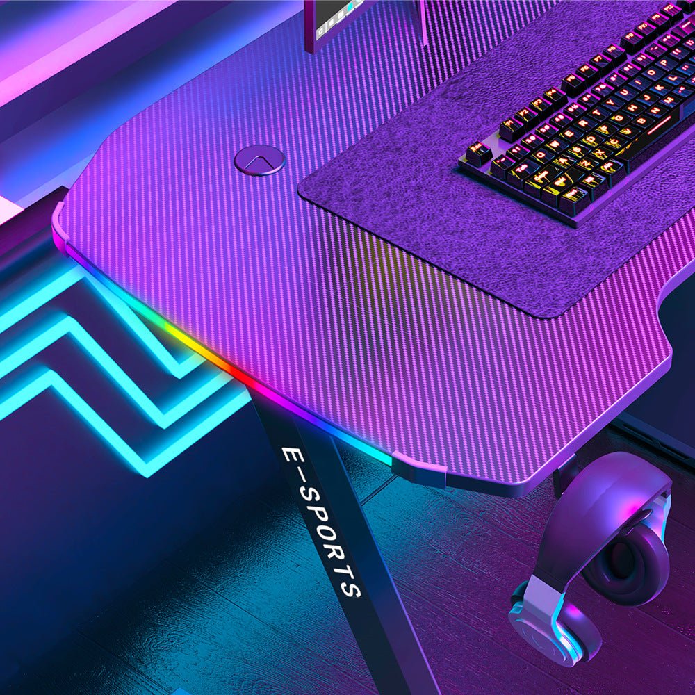 140cm Computer Table Z Shaped Gaming Desk With RGB Led Lights Gaming Tables