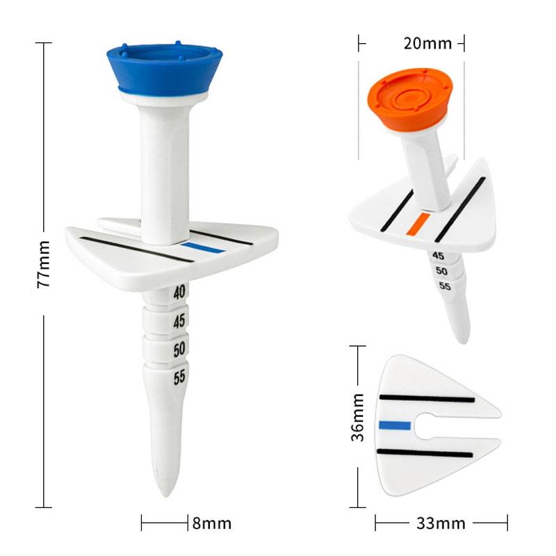 Adjustable Golf Tee Set - 4pcs / Box - 77mm Length - Aiming Assist