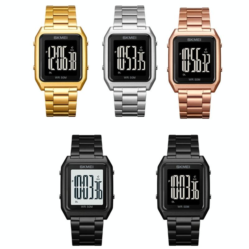 Large Screen Men Multi-function Luminous Watch with Steel Belt - 1879