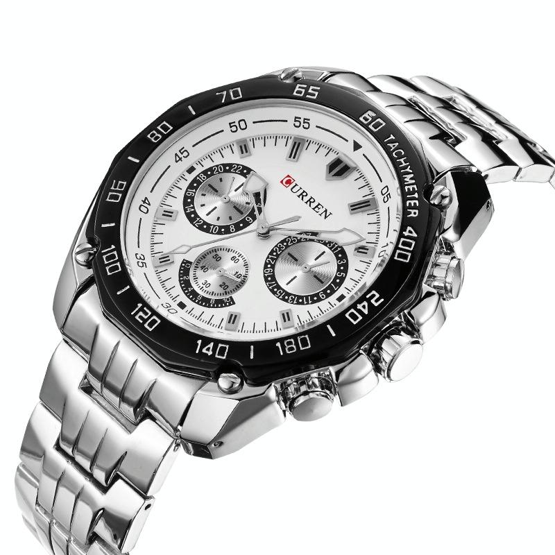 Waterproof Quartz Watch for Men - Casual Business Style - White Shell Black