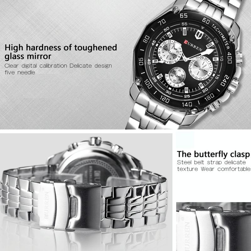Waterproof Quartz Watch for Men - Casual Business Style - White Shell Black