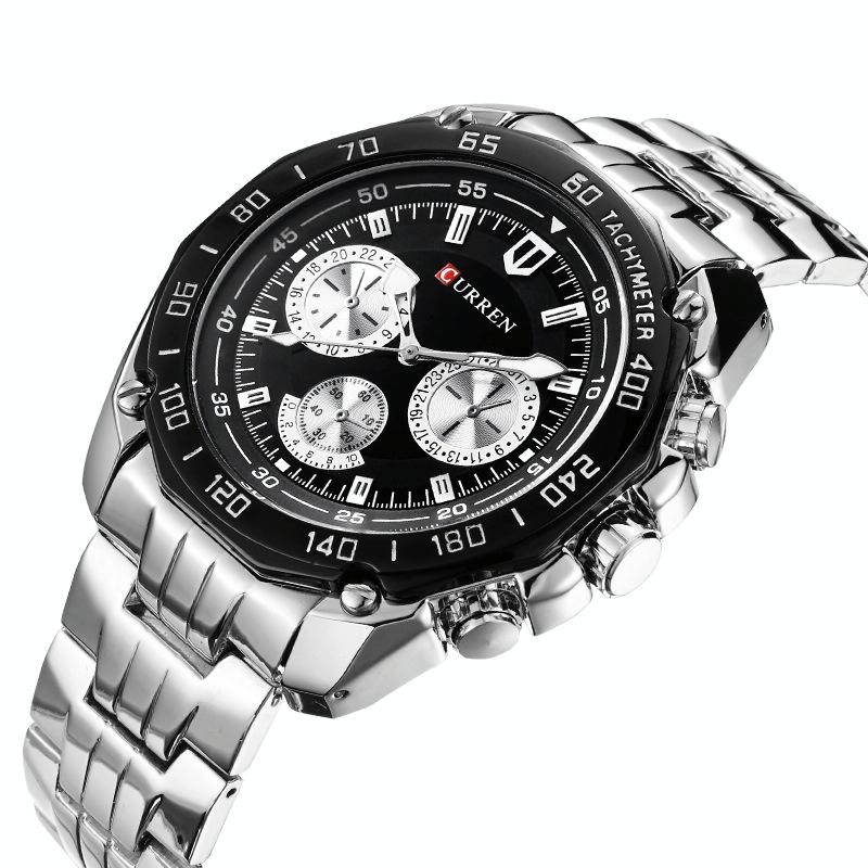 Waterproof Quartz Watch for Men - Casual Business Style - White Shell Black