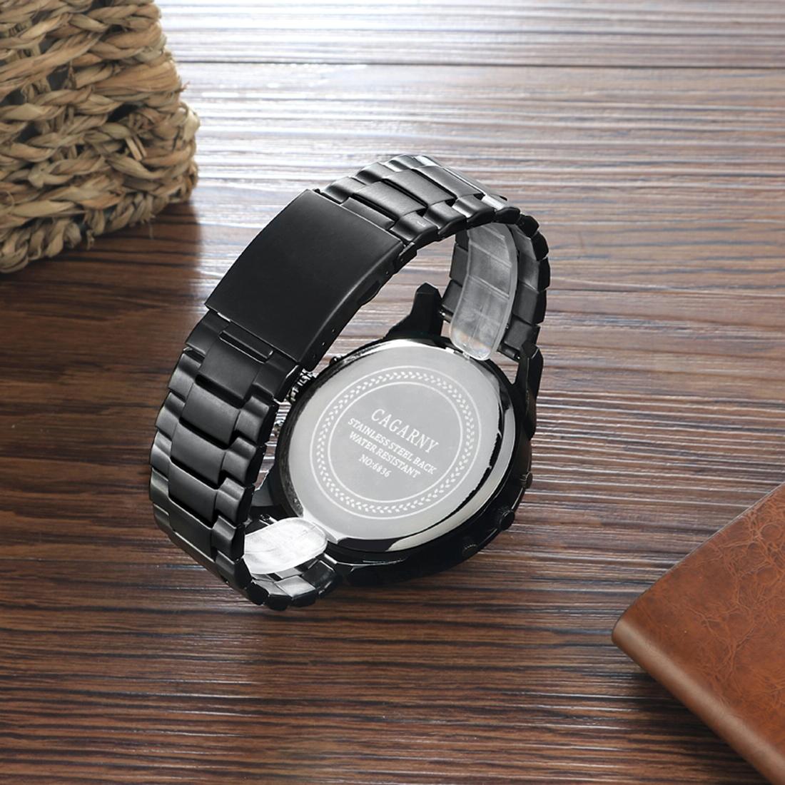 Stylish Waterproof Dual Quartz Watch with Stainless Steel Band - Orange