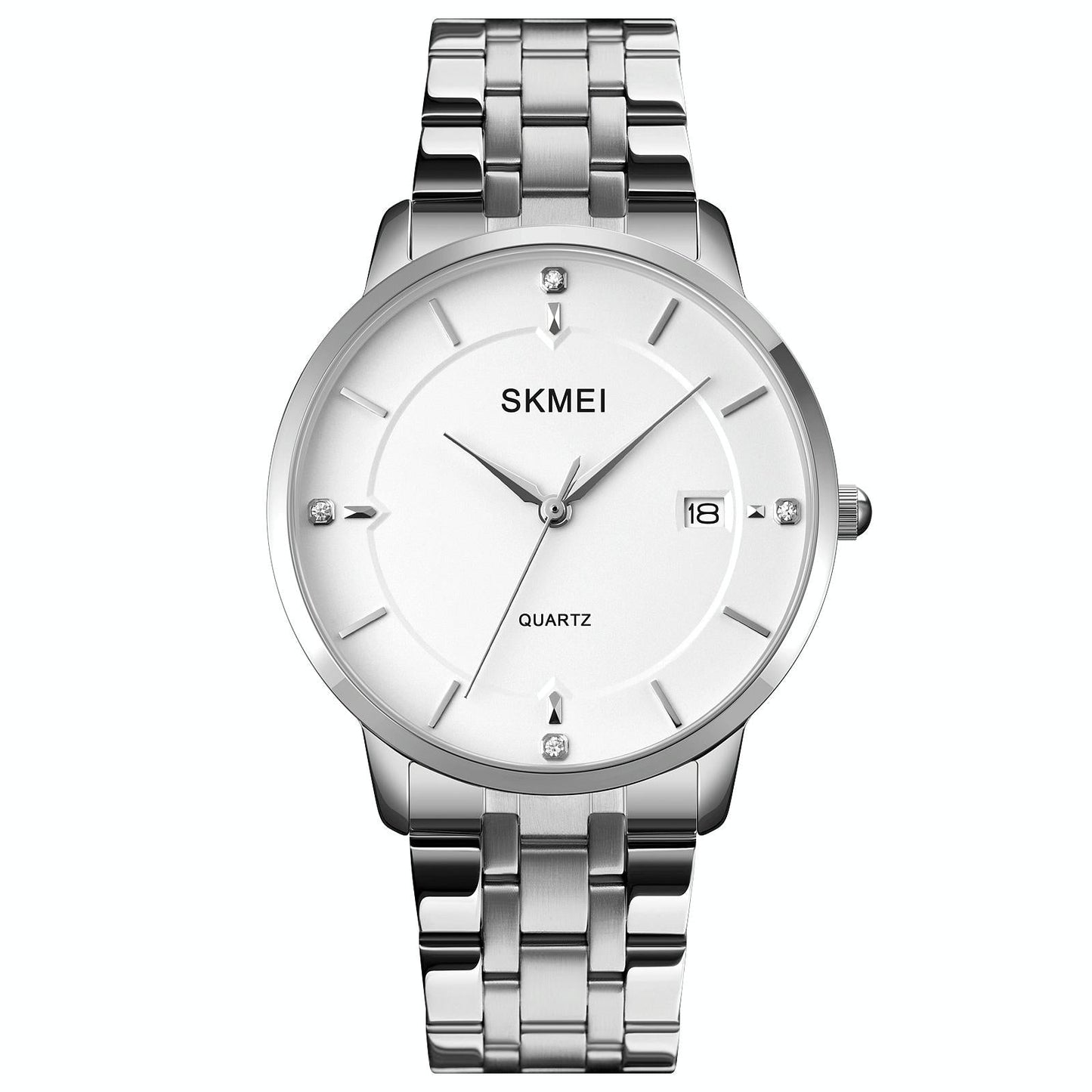 Men Casual Quartz Watch with Calendar - 1801 - Black Steel Belt