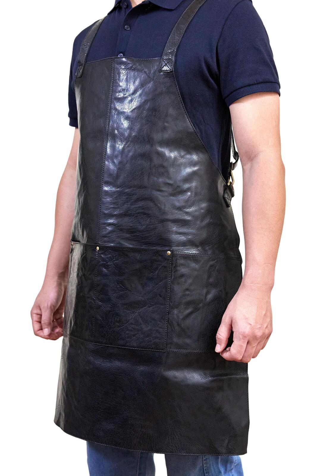 Pierre Cardin Professional Leather Apron - Black
