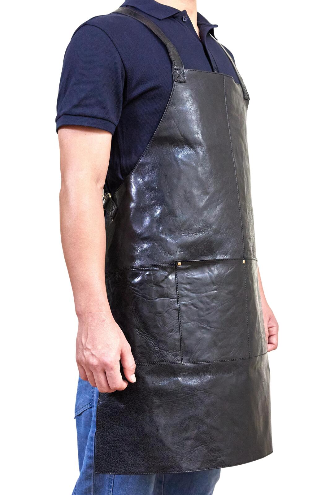 Pierre Cardin Professional Leather Apron - Black