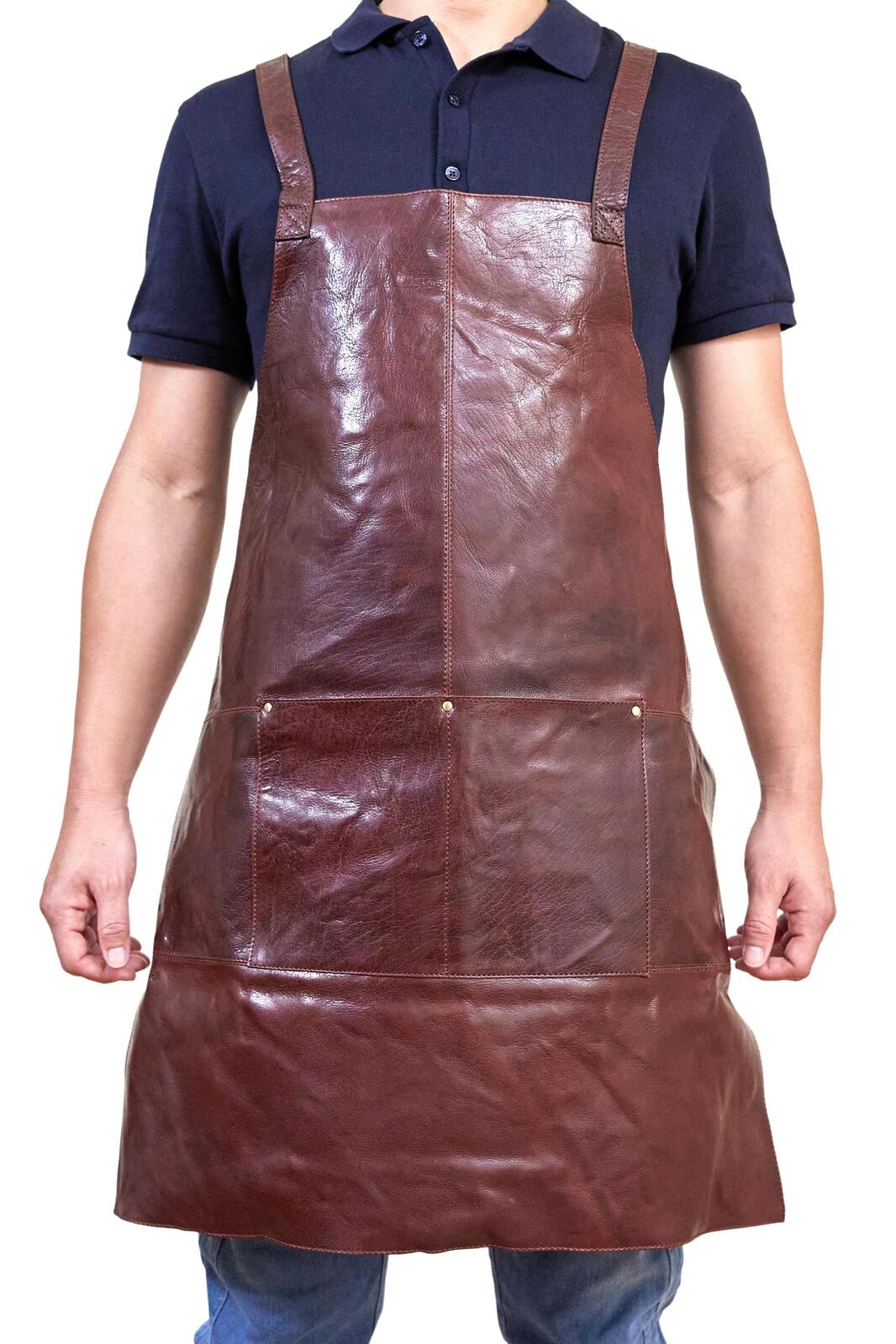 Pierre Cardin Professional Leather Apron - Chestnut