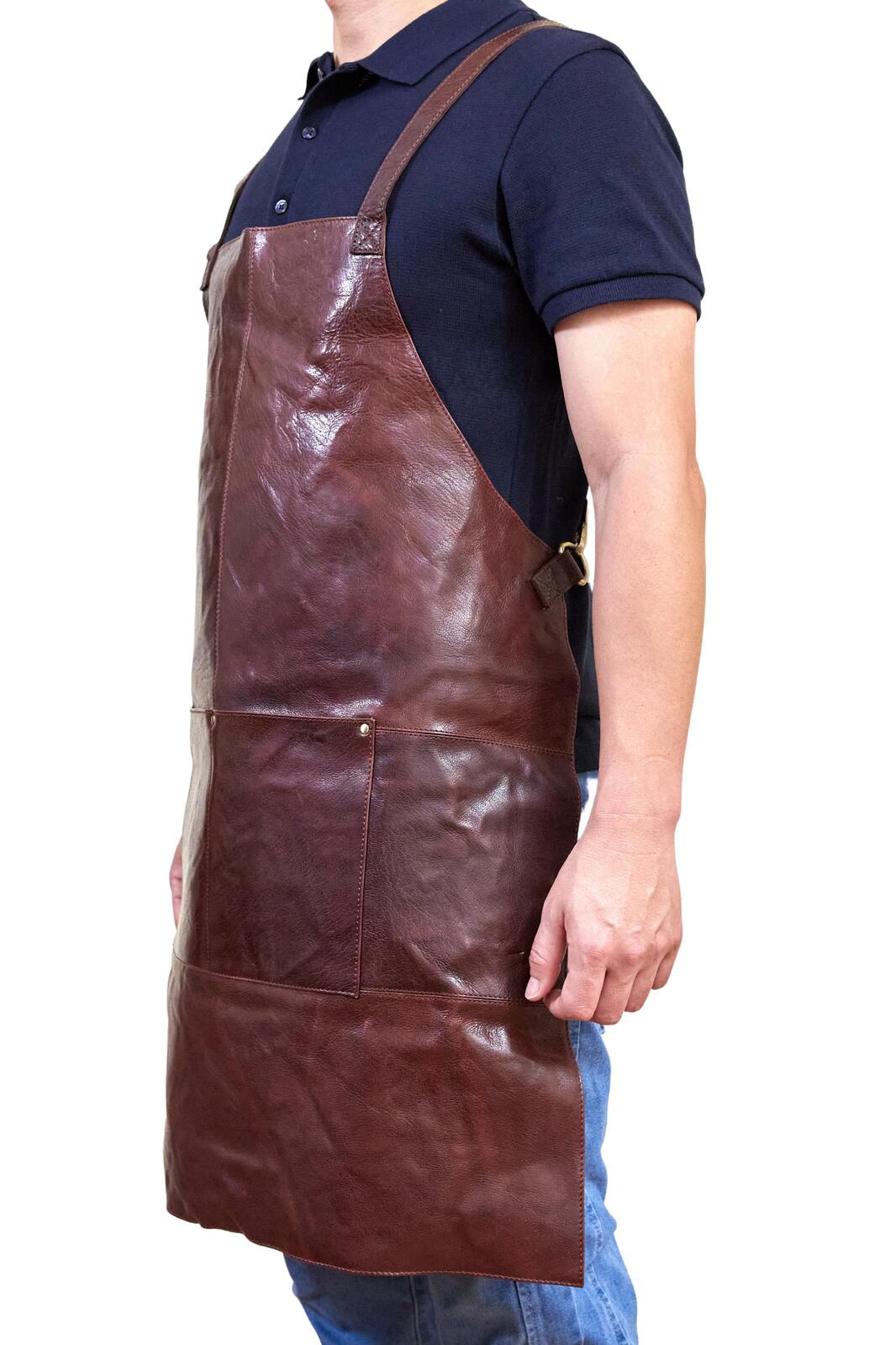 Pierre Cardin Professional Leather Apron - Chestnut
