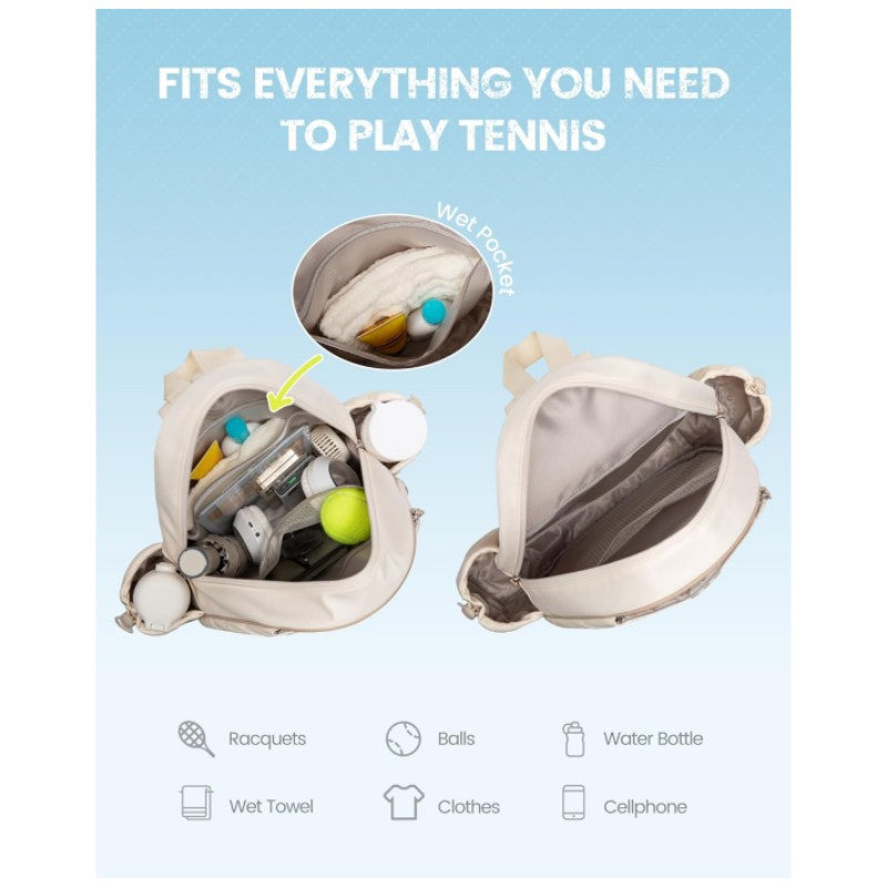 Black Lightweight Waterproof Tennis Racket Backpack - Multifunction Sling and Backpack