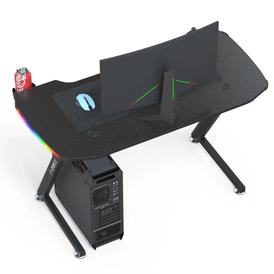 140cm Computer Table Z Shaped Gaming Desk With RGB Led Lights Gaming Tables