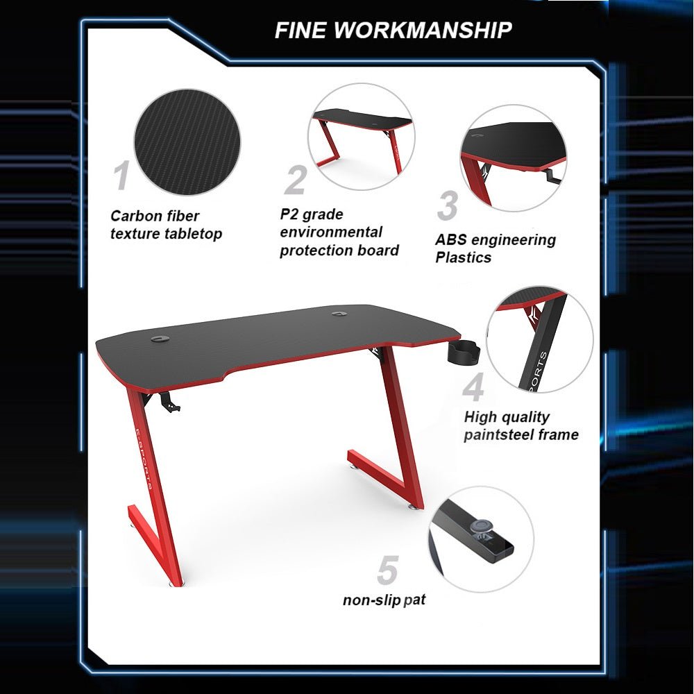 140cm Computer Table Z Shaped Gaming Desk With RGB Led Lights Gaming Tables