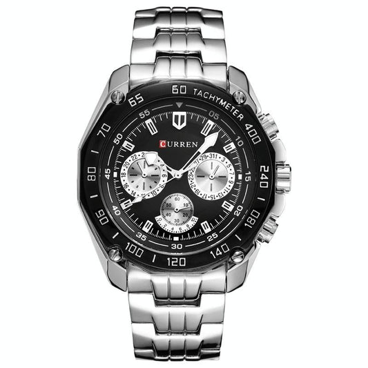 Waterproof Quartz Watch for Men - Casual Business Style - White Shell Black