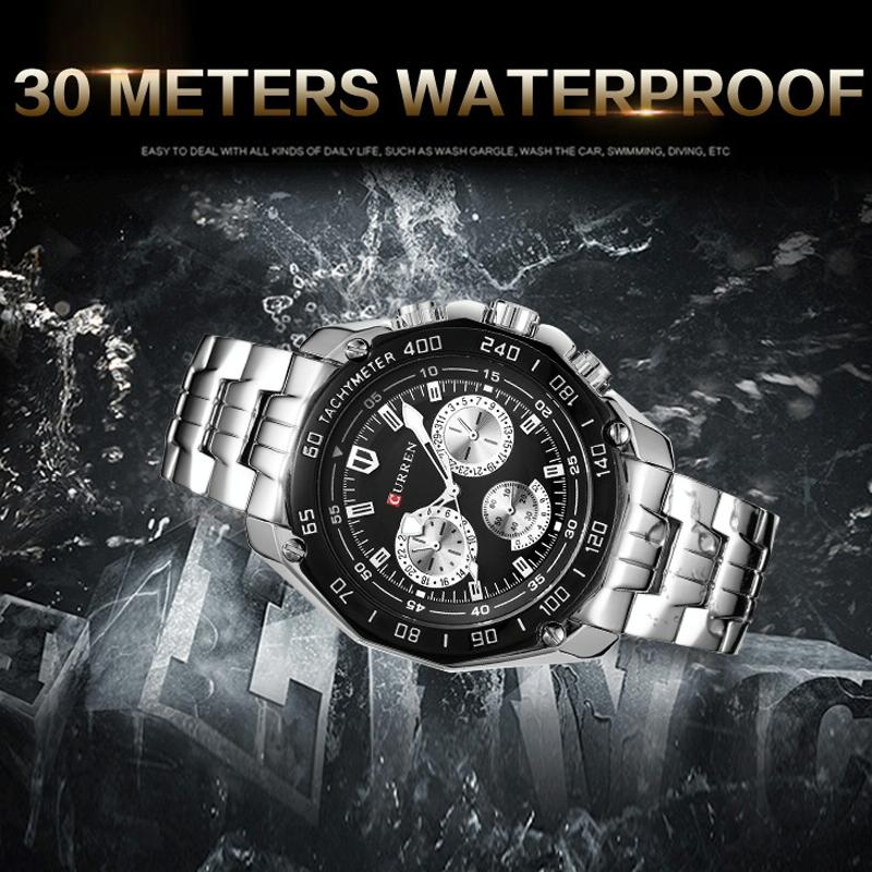 Waterproof Quartz Watch for Men - Casual Business Style - White Shell Black