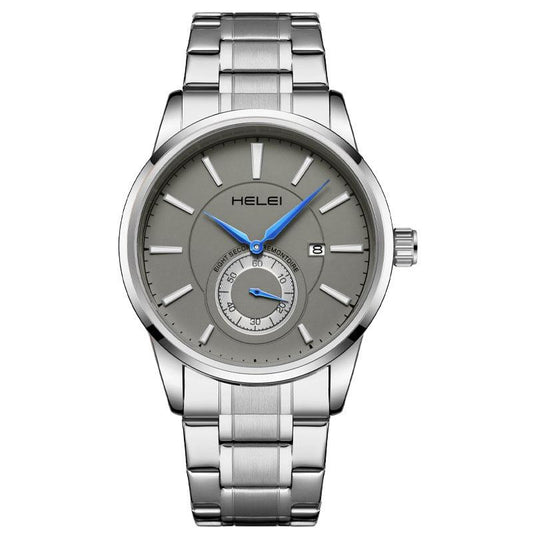Waterproof Men Quartz Watch with Night Light - H9009b-g - Silver Gray