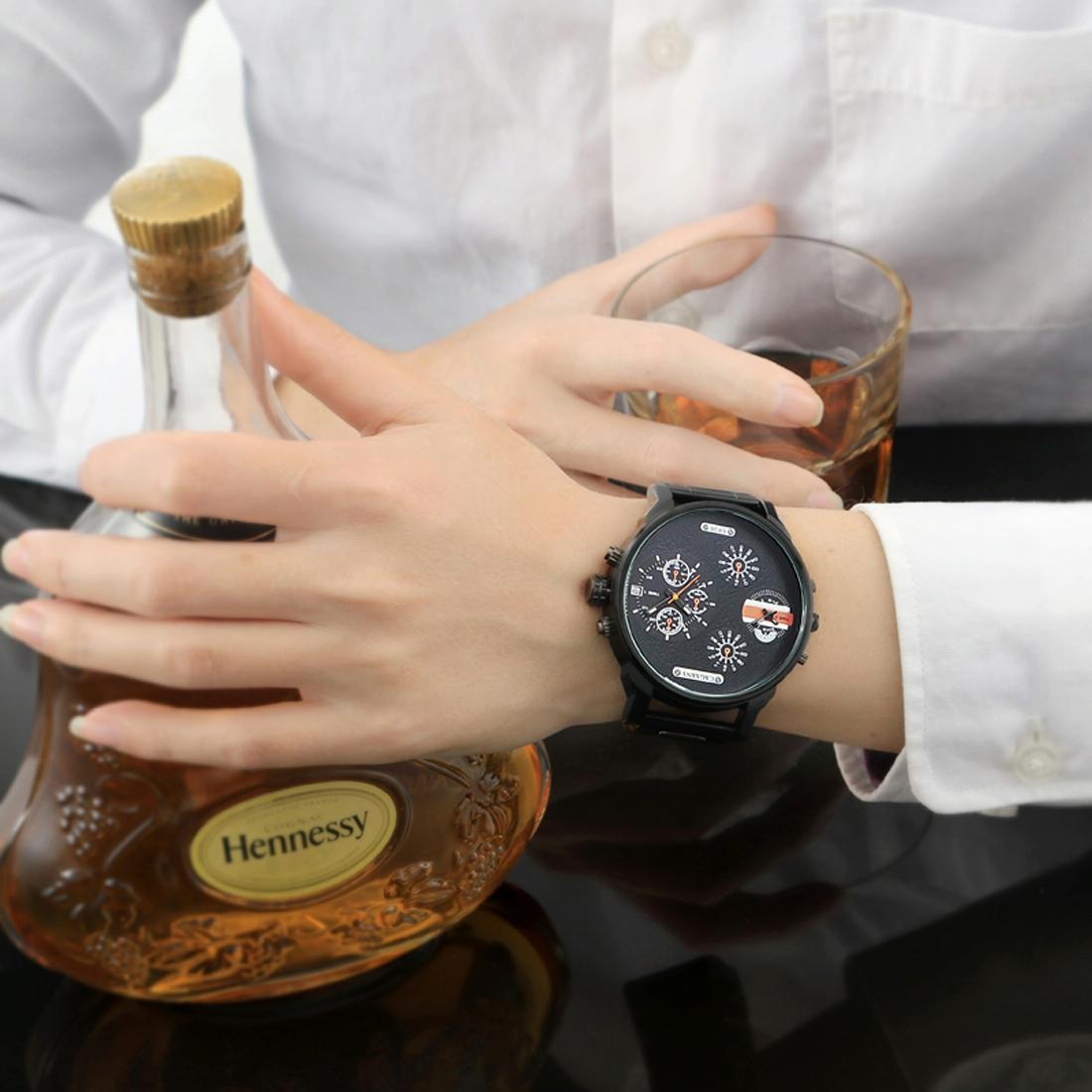 Stylish Waterproof Dual Quartz Watch with Stainless Steel Band - Orange
