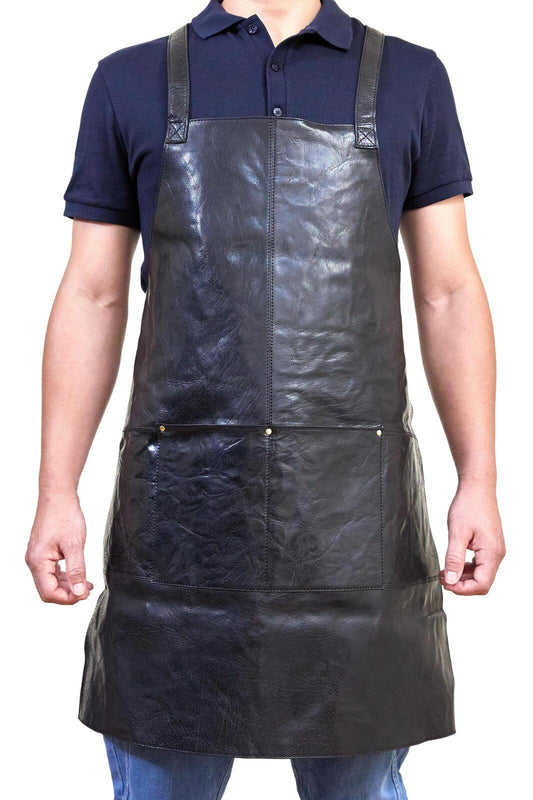 Pierre Cardin Professional Leather Apron - Black