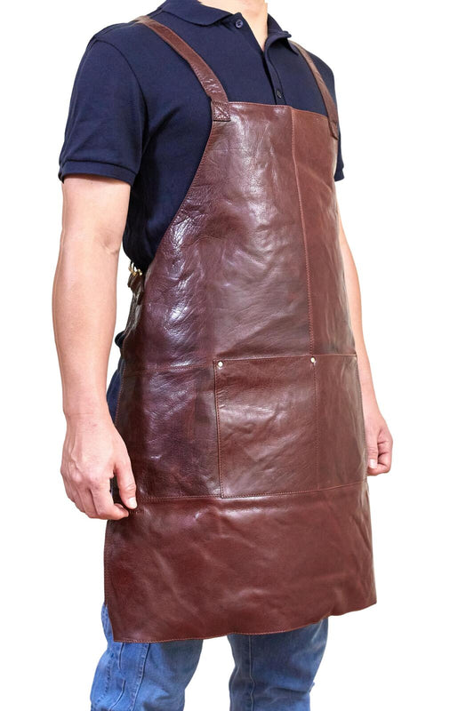 Pierre Cardin Professional Leather Apron - Chestnut