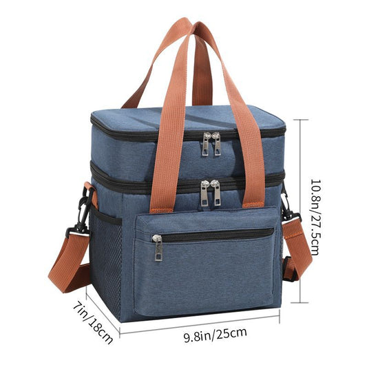 Navy Blue Waterproof Insulated Lunch Bag - Leakproof Thermal Cooler for Food and Drinks