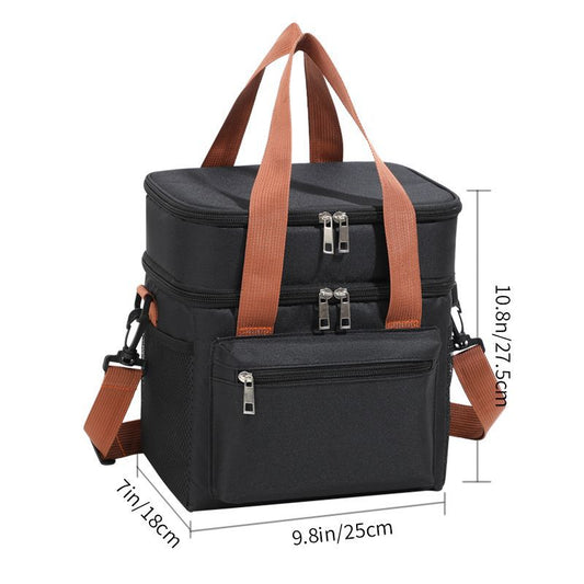 Black Waterproof Insulated Lunch Bag - Leakproof Thermal Cooler for Food and Drinks
